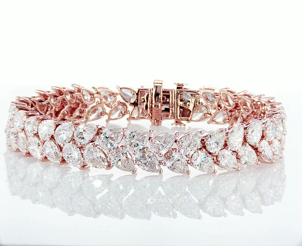 Double Row Pear Cut Diamonds Bracelet