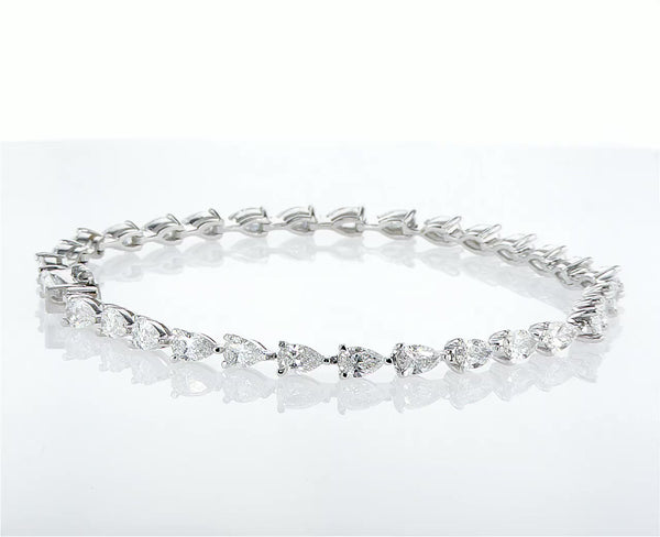 Sideway Pear Cut Diamond Tennis Bracelet