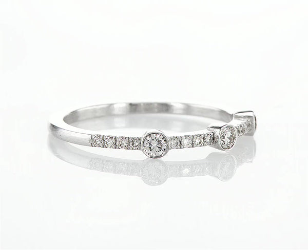 3 Round  Cut Diamond Ring with a Pavé Band