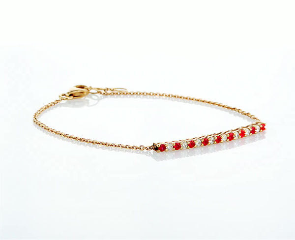 Diamonds & Ruby Line Bracelet