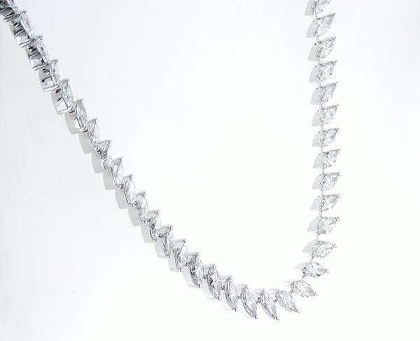 Gratuated Pear Cut Diamonds River Necklace