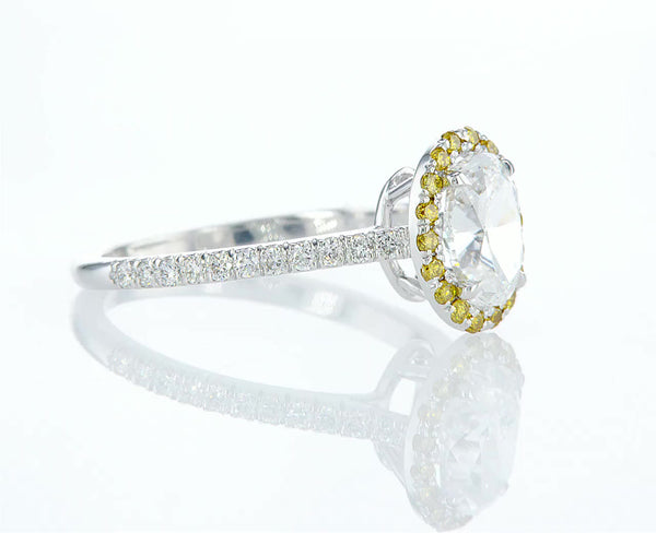 Oval  With a Yellow Diamond Halo