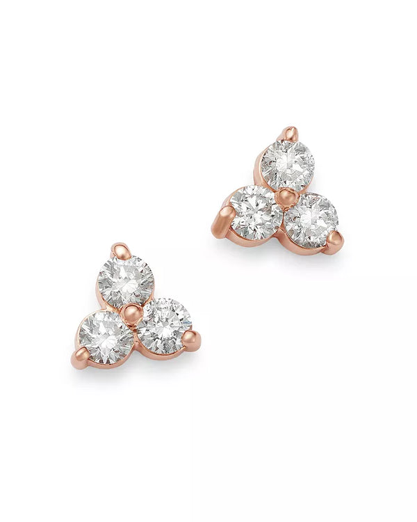 3 small round diamonds earrings