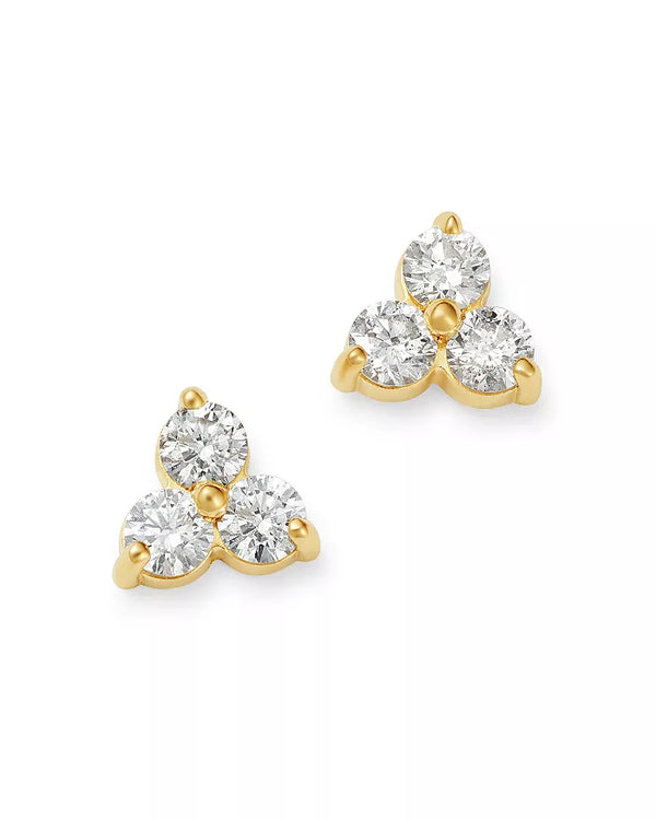 3 small round diamonds earrings