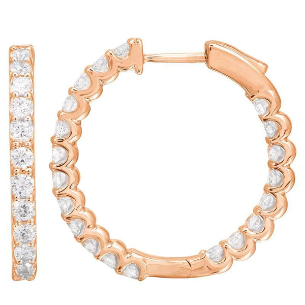 Scallop Diamond Hoops