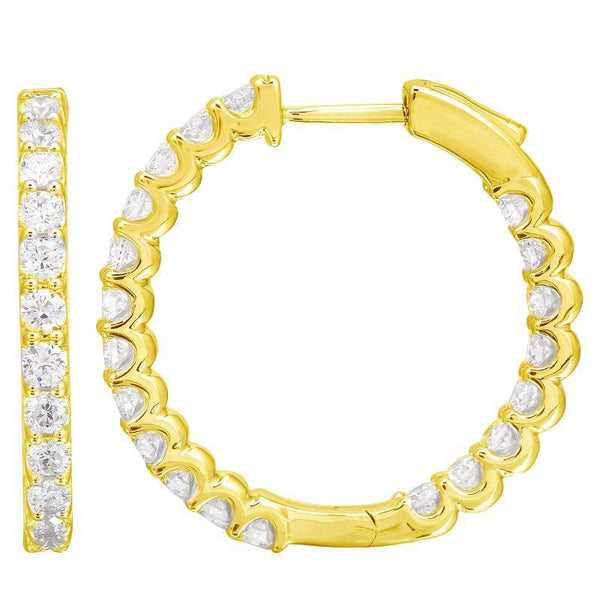 Scallop Diamond Hoops