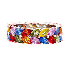 Double Raw Rainbow Marquise Band