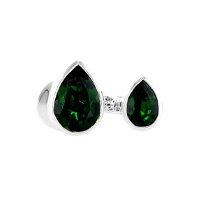 Double Pear Green Emerald Ring