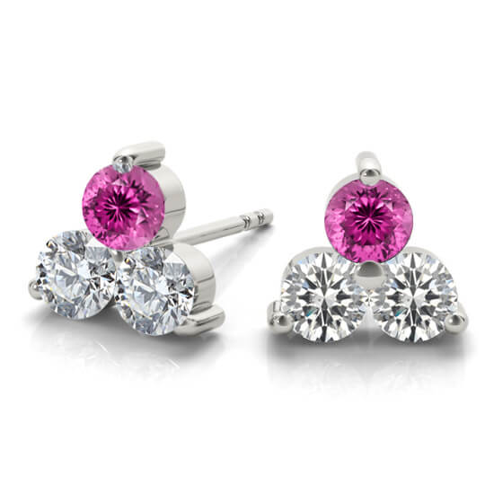 3 small round diamonds earrings