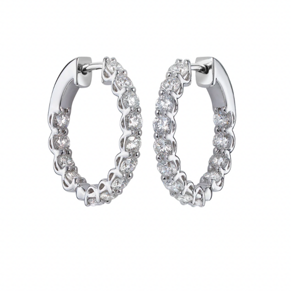 Scallop Diamond Hoops