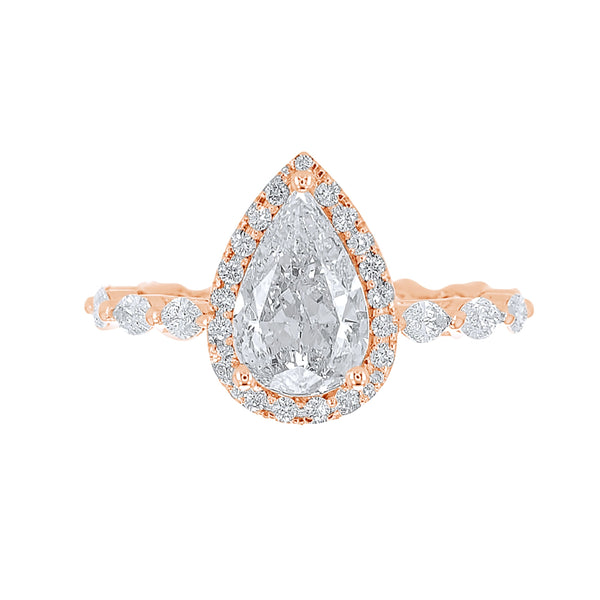 Pear cut with a Diamond Halo and Marquises Band