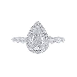 Pear cut with a Diamond Halo and Marquises Band