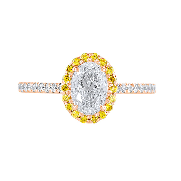 Oval  With a Yellow Diamond Halo