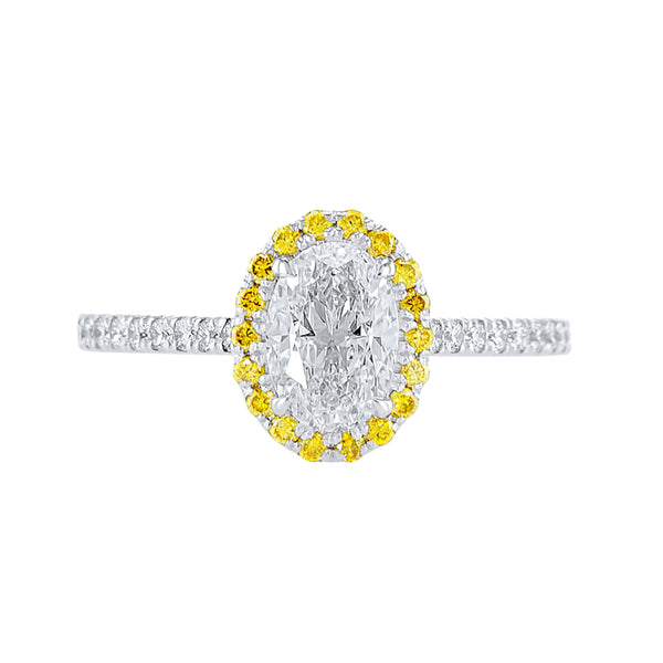 Oval  With a Yellow Diamond Halo