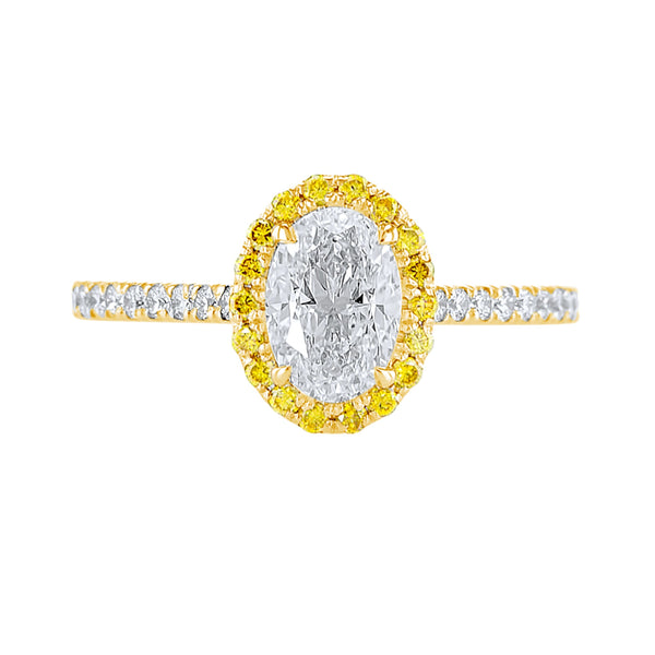 Oval  With a Yellow Diamond Halo