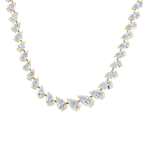 Gratuated Pear Cut Diamonds River Necklace