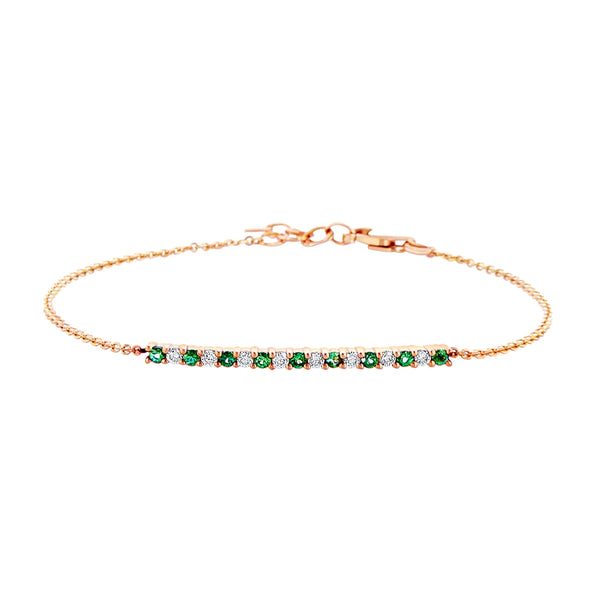 Diamonds & Green Emerald Line Bracelet