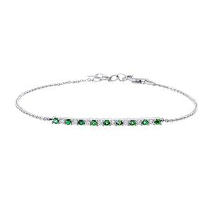 Diamonds & Green Emerald Line Bracelet