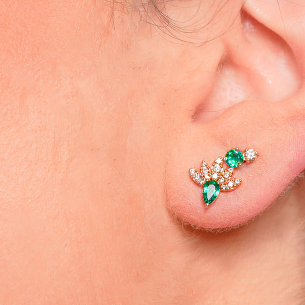 Green Emerald Lifts Diamond Earrings