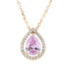 Pink Pear Morganite with Diamond Halo Necklace