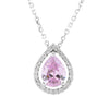 Pink Pear Morganite with Diamond Halo Necklace