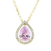 Pink Pear Morganite with Diamond Halo Necklace