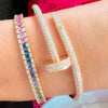 Princess Cut Rainbow Sapphire and Diamonds Bracelet