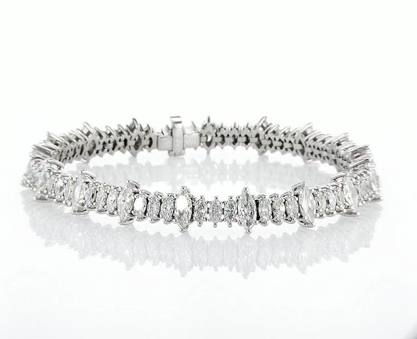 Asymetric Marquise Cut Diamond Tennis Bracelet