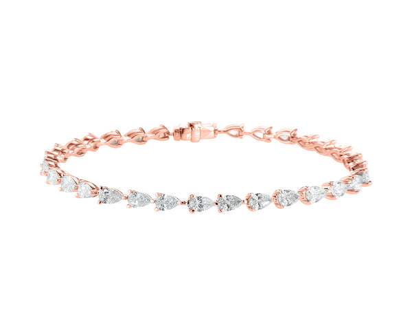 Sideway Pear Cut Diamond Tennis Bracelet