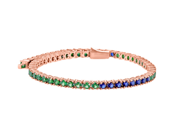 Blue & Green Saphirs and Emeralds Tennis Bracelet