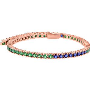 Blue & Green Saphirs and Emeralds Tennis Bracelet