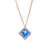 Princess cut blue topaz with diamond halo necklace