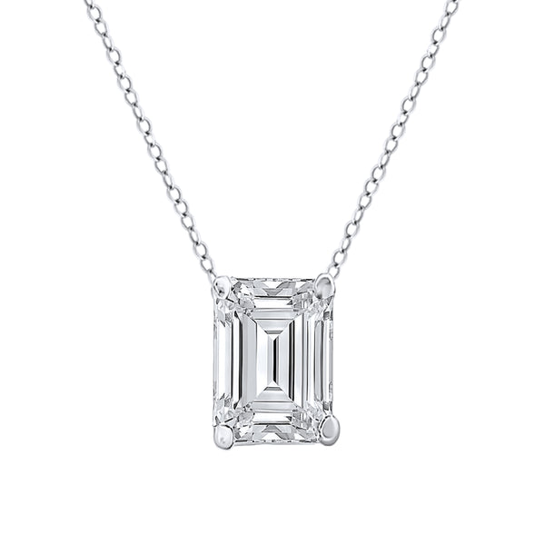 Floating Emerald cut Diamond Pendant necklace