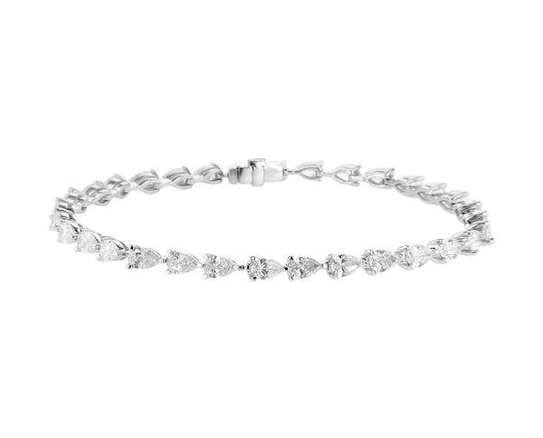 Sideway Pear Cut Diamond Tennis Bracelet