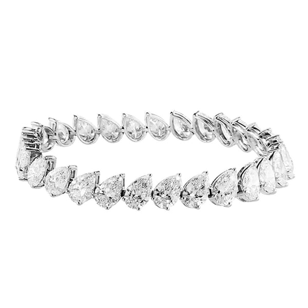 Leaning Pear Cut Diamond Tennis Bracelet