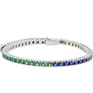 Blue & Green Saphirs and Emeralds Tennis Bracelet