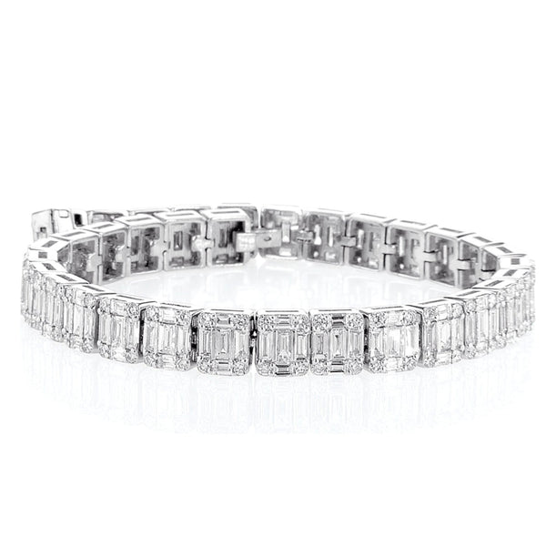 Emerald Cut Illusion Diamond Tennis Bracelet