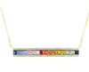 Rainbow Princess cut Sapphir with diamonds line necklace