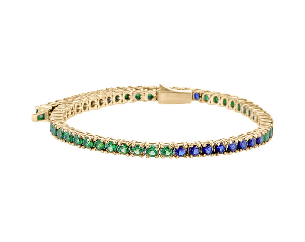 Blue & Green Saphirs and Emeralds Tennis Bracelet