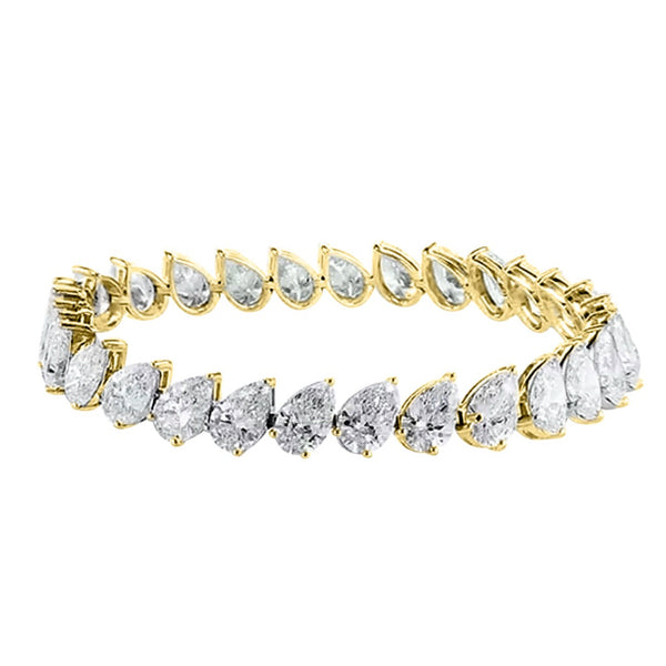 Leaning Pear Cut Diamond Tennis Bracelet