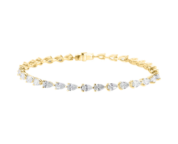 Sideway Pear Cut Diamond Tennis Bracelet