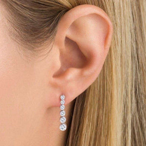 Long Round Cut Diamond Earrings