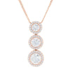 3 Halo Round Cut Diamond Necklace