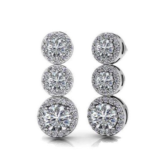 3 Round Halo earrings