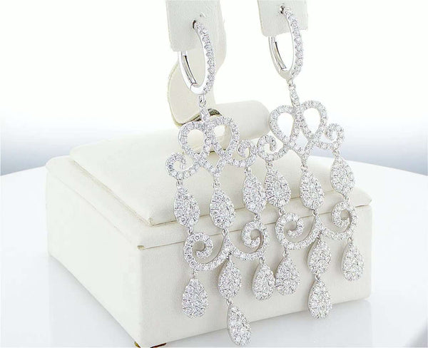 Floating drop and lace diamond earrings