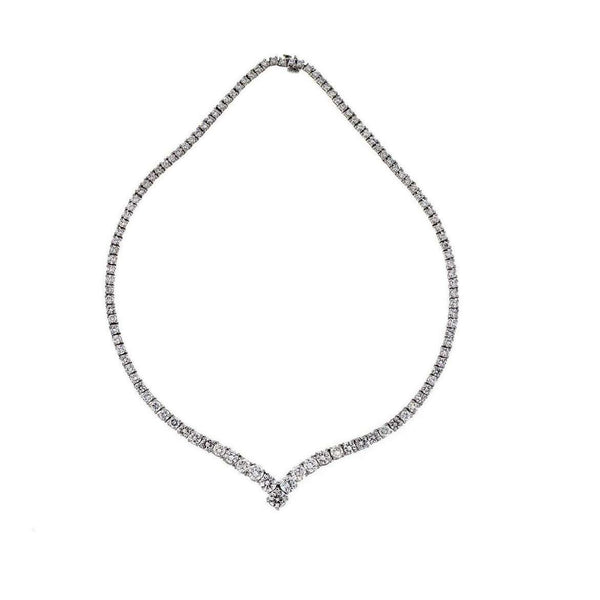 V Diamond Tennis Necklace