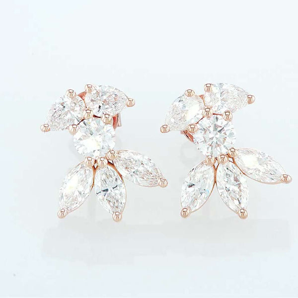 Pears, Marquises & Rounds Cut Diamonds Earrings