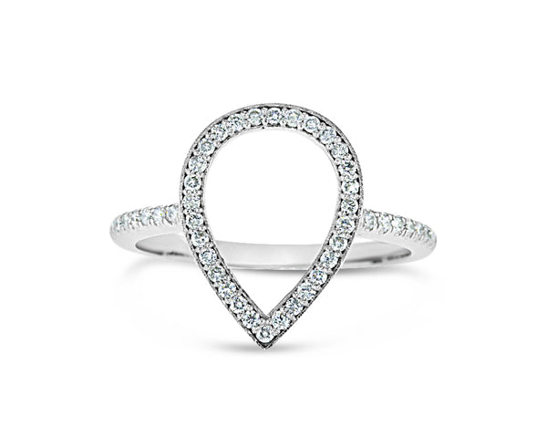 Pave Open Pear Ring