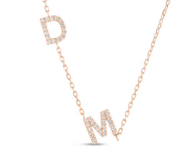 Double Initial Diamond Necklace