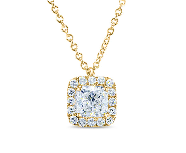 Cushion Diamond Halo Necklace